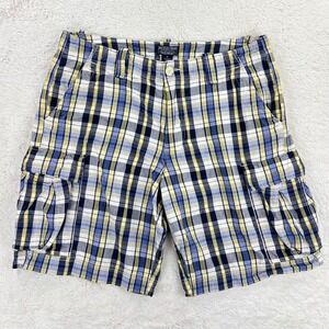 Vintage Polo Jeans Cargo Shorts Ralph Lauren Men's 26 Blue Yellow‎ Plaid Y2K